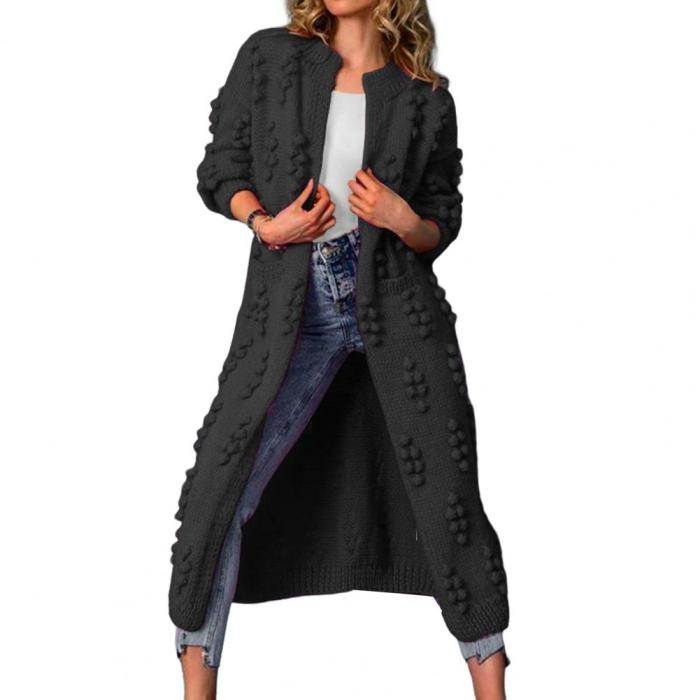 Fashion Knitted Cardigan Elegant Loose Long Outerwear Casual Long Sleeve Sweater Coat