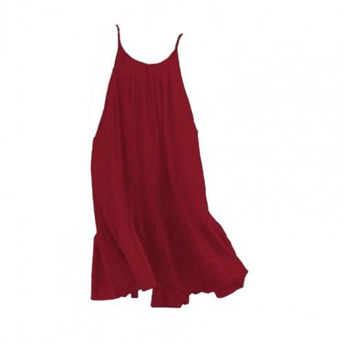 Fashion Round Neck Loose Casual Solid Color Sexy Sleeveless Solid Color