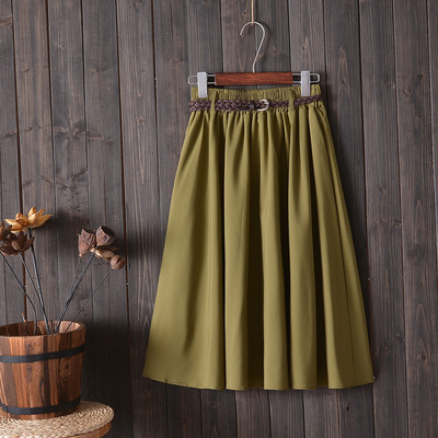 Women's Solid Color Fashion High Waist Pleated A-Line Skirt