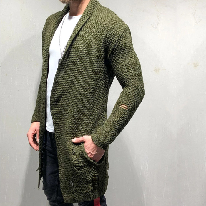 Men's Knitted Coat Fashion Casual Solid Color Cardigan Sweater