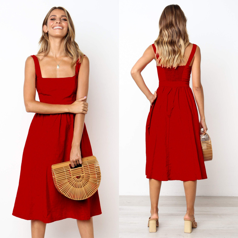 Sexy Backless Fashion Beach Casual Midi Dress