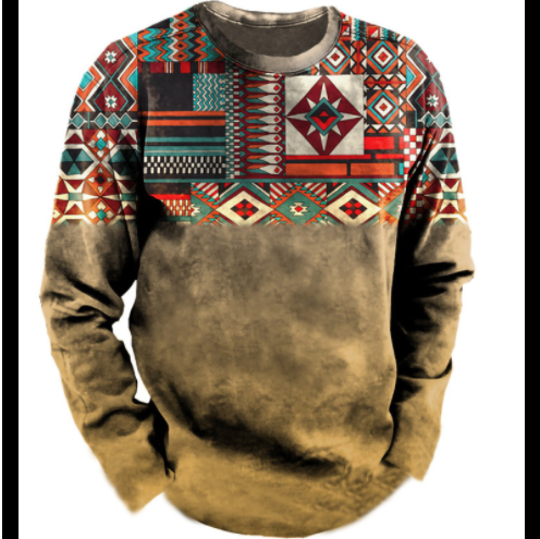 Men's Outdoor Ethnic Print Long Sleeve Loose Sweatshirts