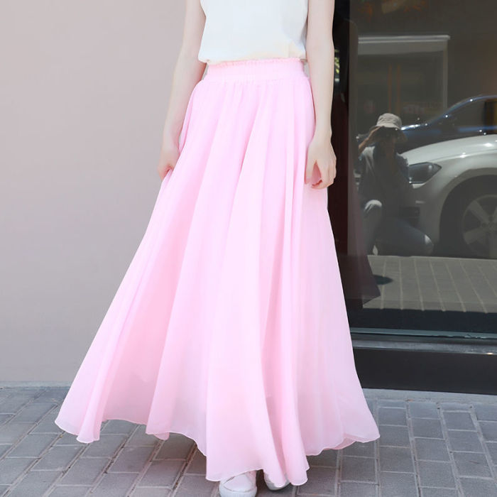 Fashion High Waist Elegant Dance Solid Color Skirts