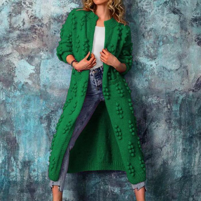 Fashion Knitted Cardigan Elegant Loose Long Outerwear Casual Long Sleeve Sweater Coat