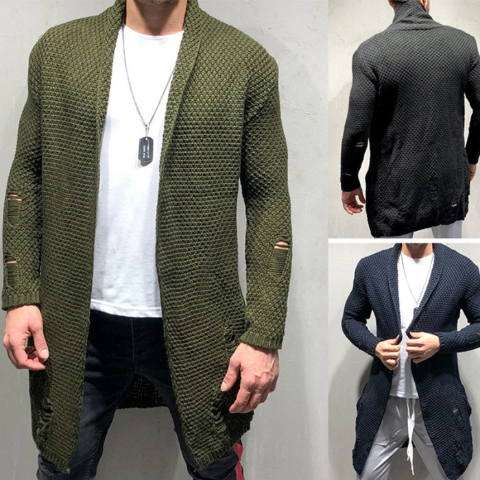 Men's Knitted Coat Fashion Casual Solid Color Cardigan Sweater