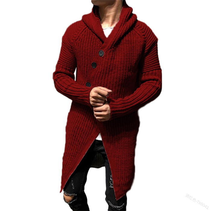 Fashion V Neck Solid Color Loose Men's Cardigan Sweater
