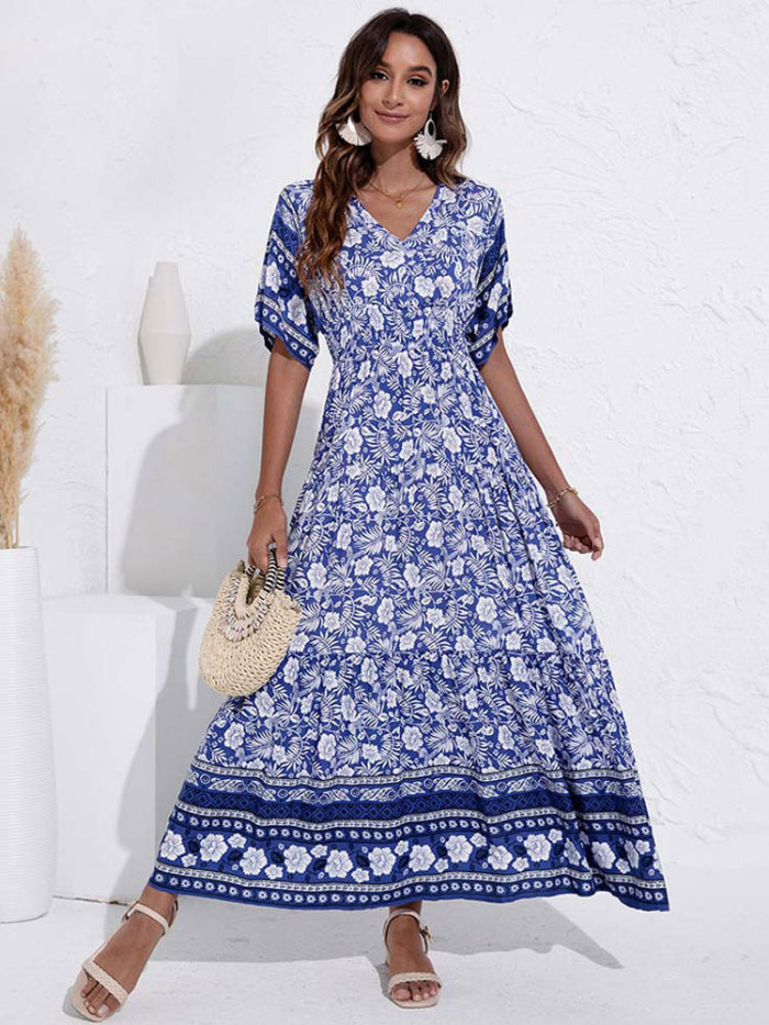 Trendy Bohemian Elegant Floral Print Loose Party Maxi Dress