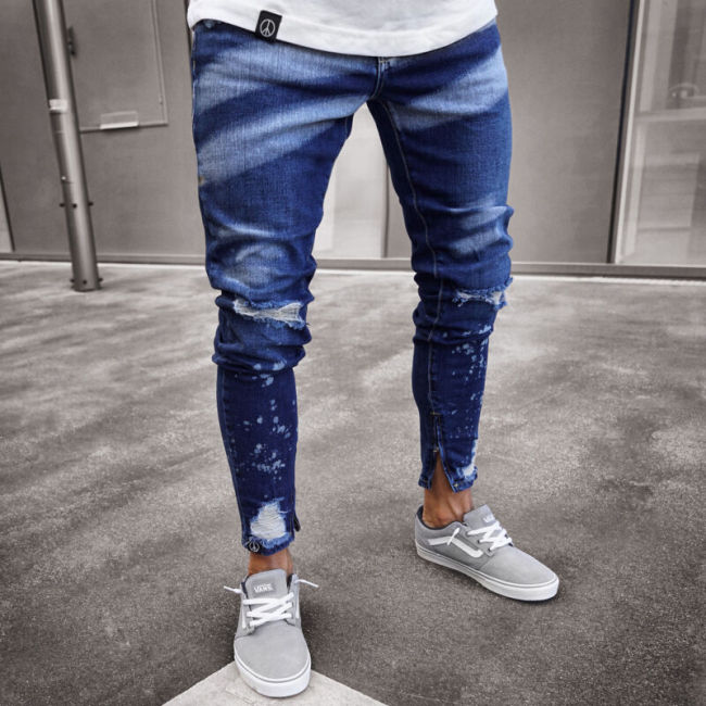 Fashion Men's Ripped Skinny Casual Frayed Slim Fit Jeans