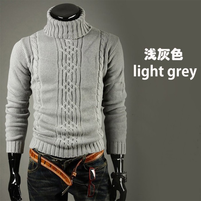 Men's Winter Fashion Solid Color Turtleneck Casual Sweater