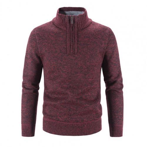 Solid Color Men's Knitted Long Sleeve Turtleneck Zipper  Coats & Jackets