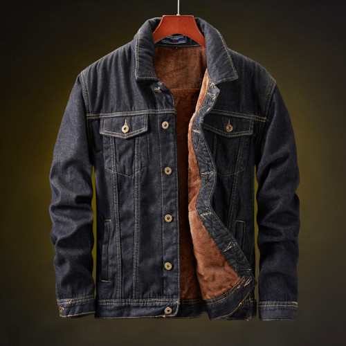 Men's Denim Jacket Warm Wool Fashion Vintage Coat