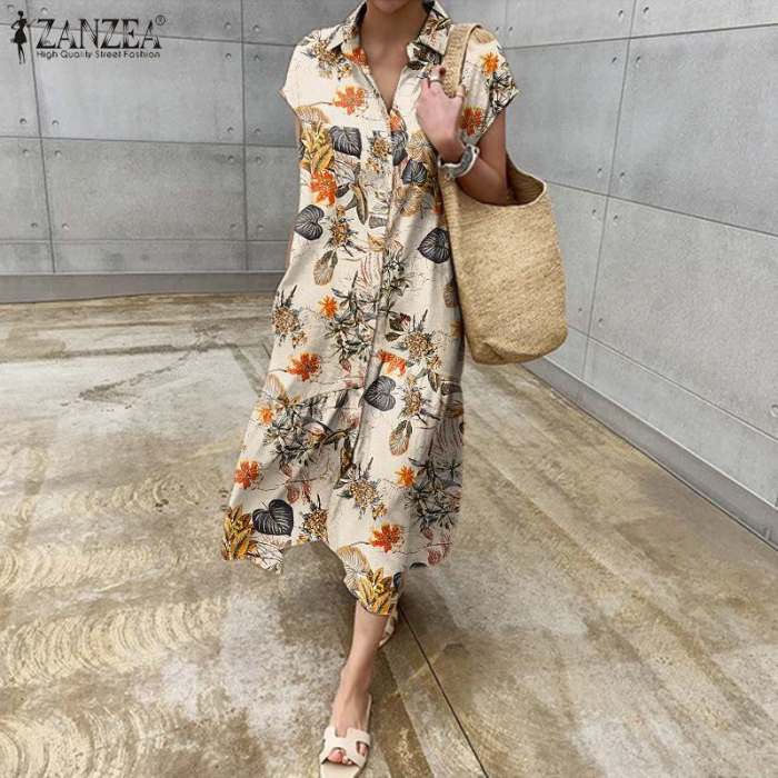 Fashion Elegant Solid Color Shirt Casual Lapel  Maxi Dress