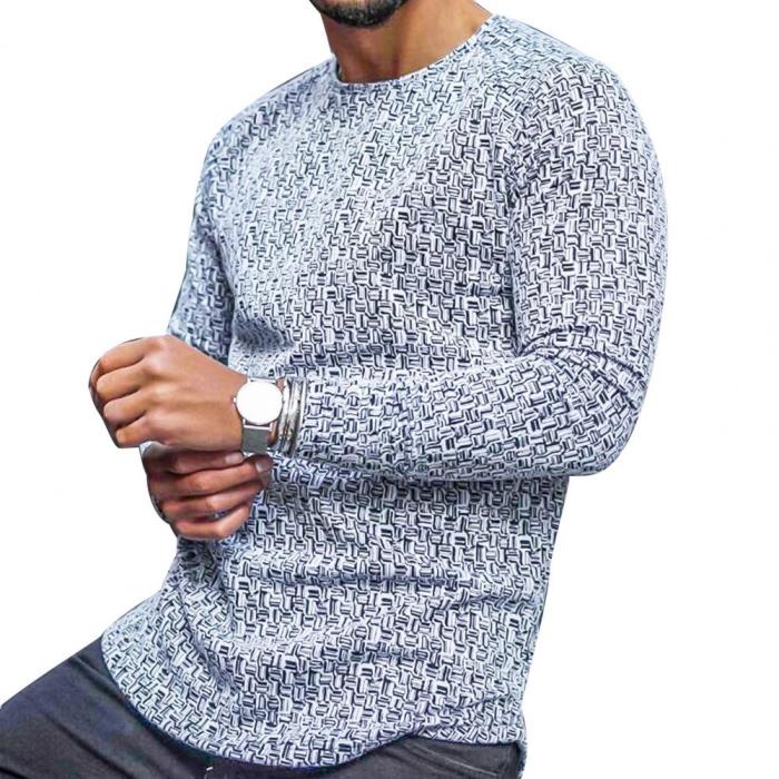 Fashion Long Sleeve Slim Striped Plaid Print Men's Pullover Sweater