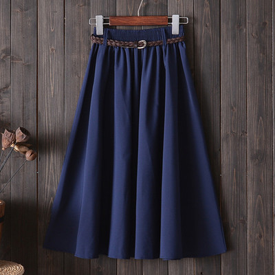 Women's Solid Color Fashion High Waist Pleated A-Line Skirt