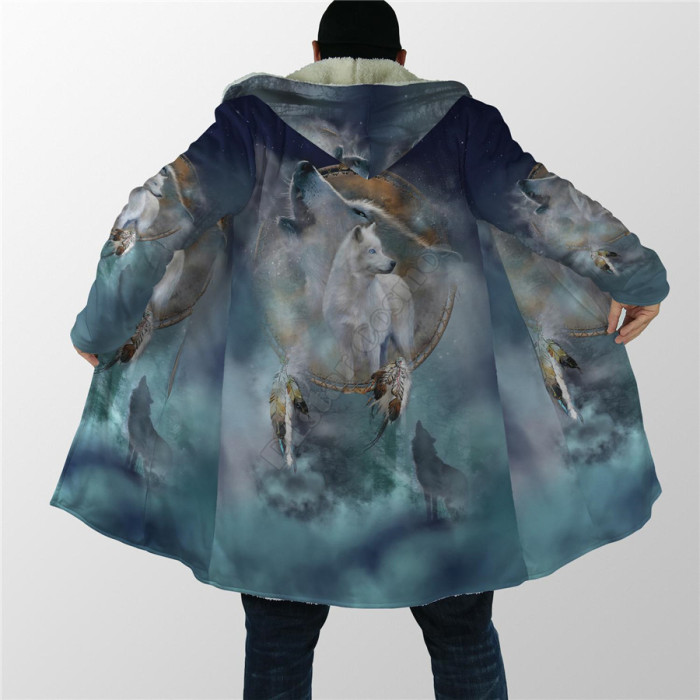 Winter Men's Hooded 3D Full Body Printed Windproof Warm Coats & Jackets