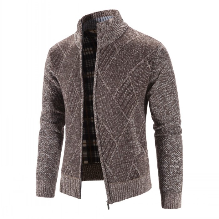 Men's Cardigan Sweater Stand Collar Casual Slim Thermal Coats & Jackets