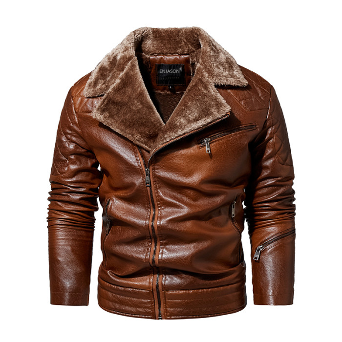 Men's Fashion Casual Motorized Distressed Leather Retro Jacket Coat