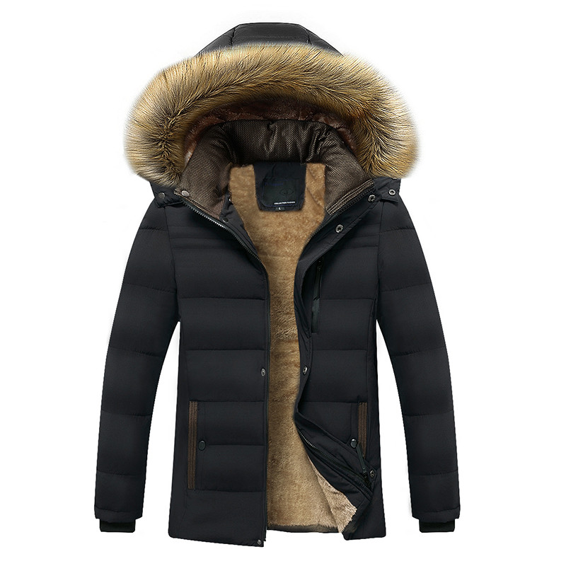 Fashion Warm Thick Fleece Waterproof Hooded Casual Parka Men's Coats & Jackets