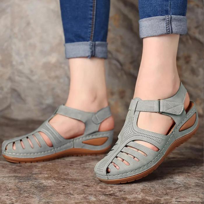 Women's Fashion Leather Retro Casual Platform Sandals