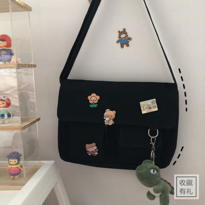 Fashion Messenger Bag Cute Casual Shoulder Bag Printed Canvas Bags