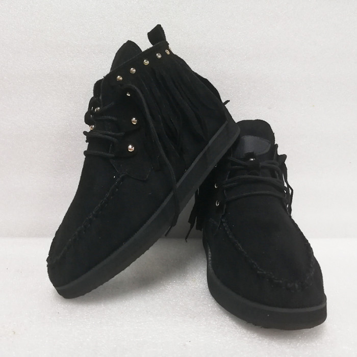Women's Shoes Retro Tassel Lace-Up Flat Casual  Ankle Boots