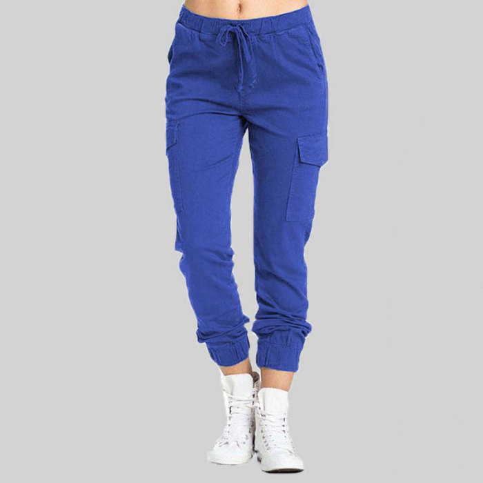 Women's Casual Fashion Solid Color Loose Cargo Pants