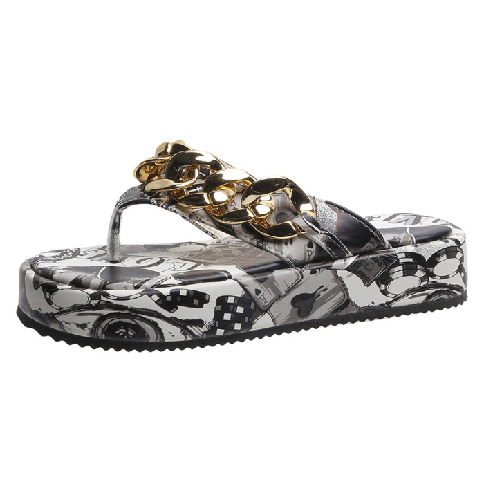 Women's Color Graffiti Print Thick Sole Casual Outdoor Slippers