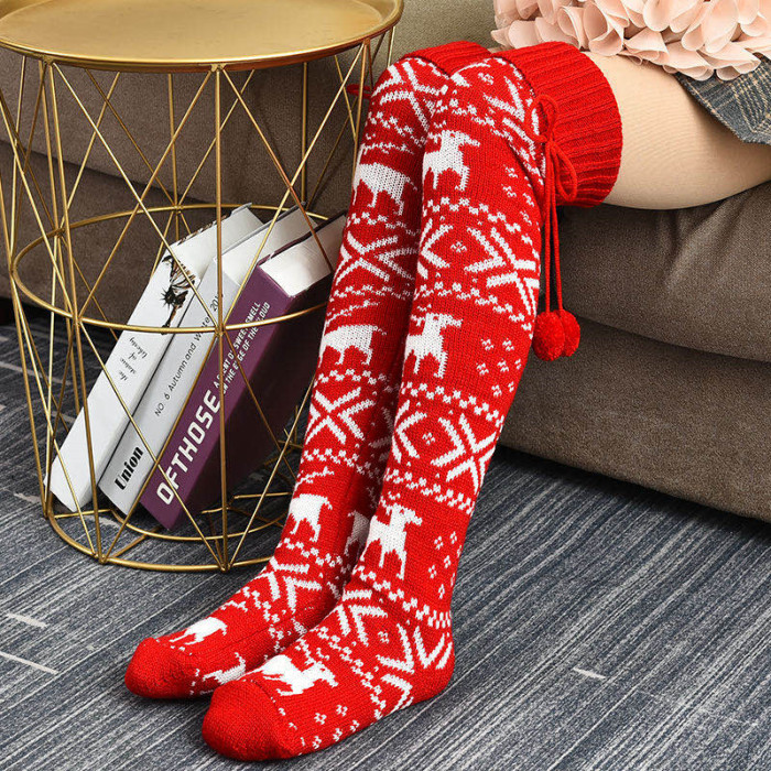 Christmas Knit High Height Warm Thick Knee Socks