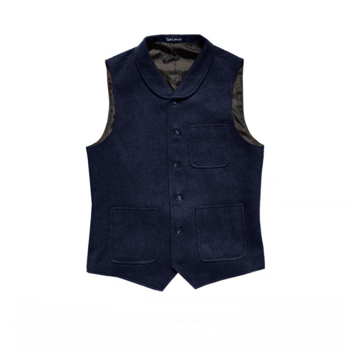 Trendy Herringbone Tweed V Neck Slim Fit Men's Vest