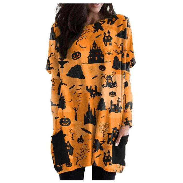 Fashion Long 3D Printing Halloween Harajuku Loose Hoodie