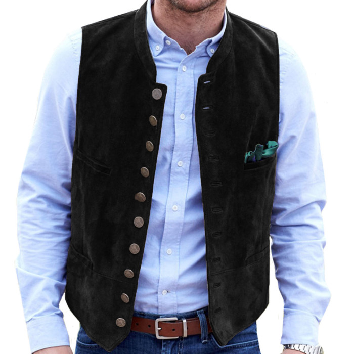 Men's Suede Suit Wedding Dress Punk Casual Business Vest