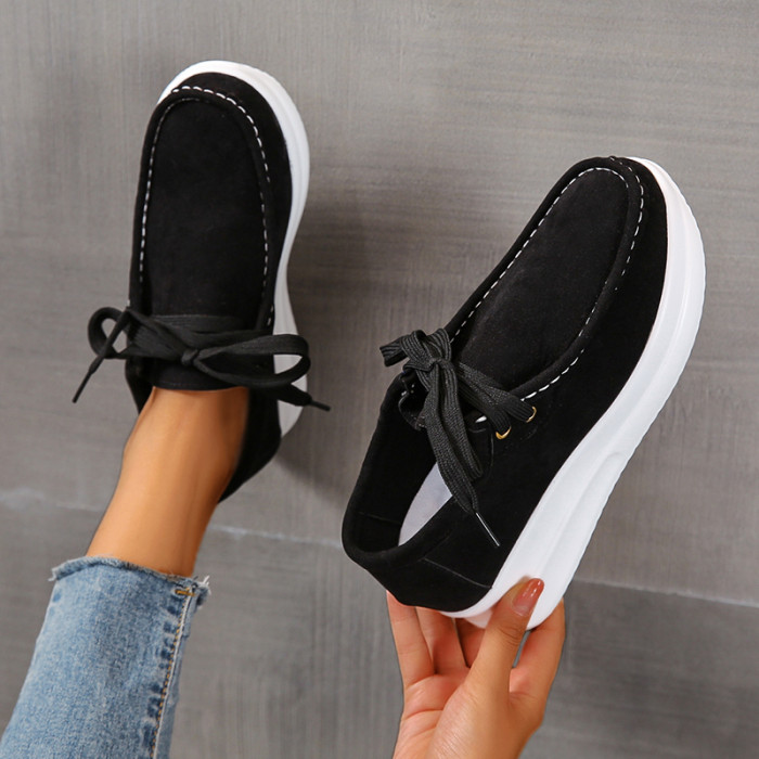 Outdoor Breathable Lightweight Lace-up Thick-soled Casual Sneakers