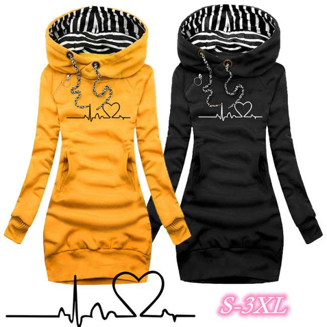 Women's Fashion Long Sleeve Casual Slim Hooded Sweatshirt