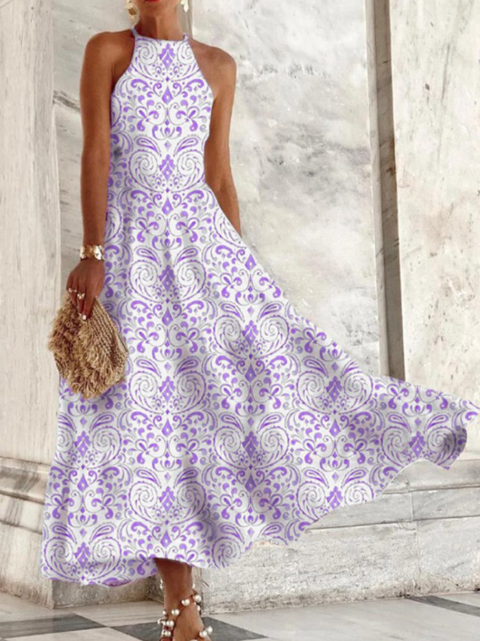 Fashion Graphic Print Elegant Strapless Sleeveless Party Casual Chic  Maxi Dress