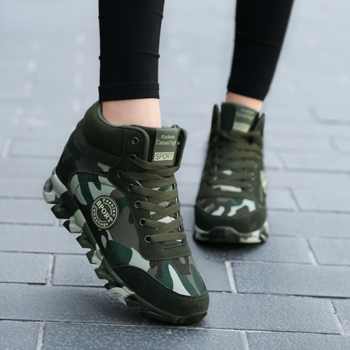 Women's Shoes Fashion Camouflage Heel Canvas Casual Platform Sneakers