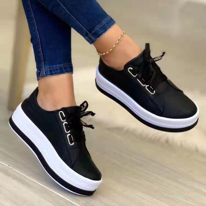 Comfortable Flat Bottom Casual Lace-Up Walking Thick Sole Non-slip Sneakers