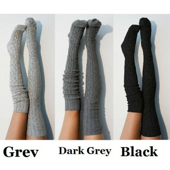 Trendy Cable Knit Extra Long Leg Thermal Tights Socks