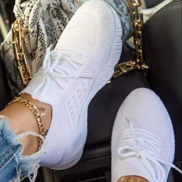 Women's Shoes Casual Fashion Breathable Lace-Up Mesh Sneakers