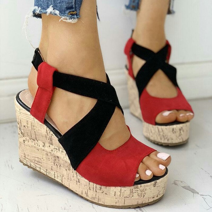 Casual Thick Sole Color Matching High Slope Elegant Casual Sandals