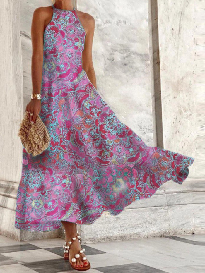 Fashion Graphic Print Elegant Strapless Sleeveless Party Casual Chic  Maxi Dress