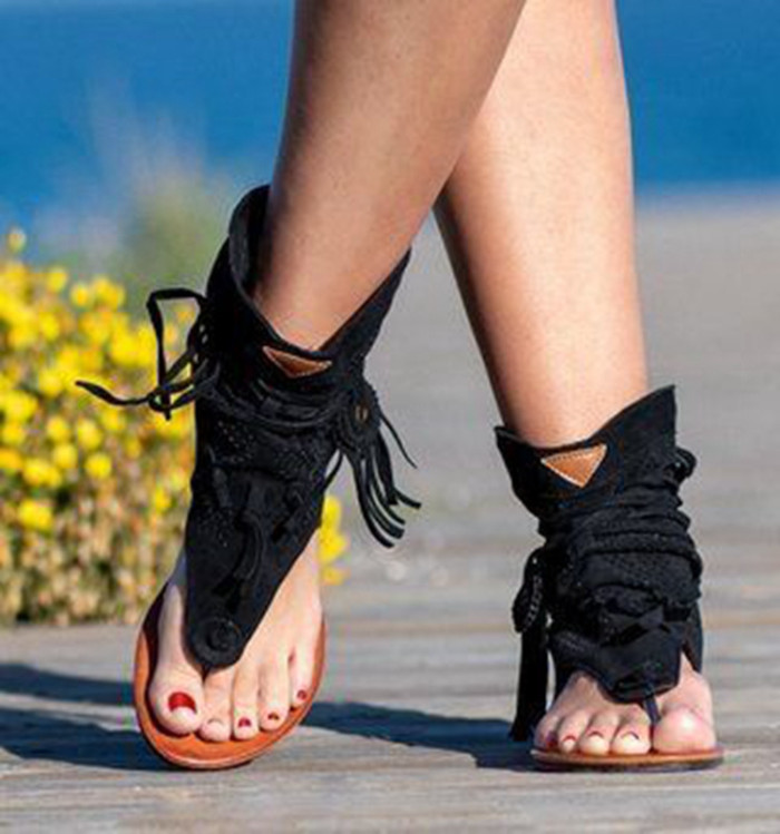 Retro Tassel Bohemian Lace-Up Sandals
