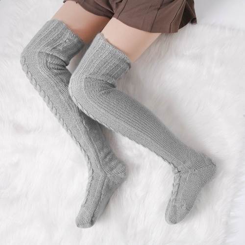 Trendy Cable Knit Thermal Over-the-Knee Straight Socks