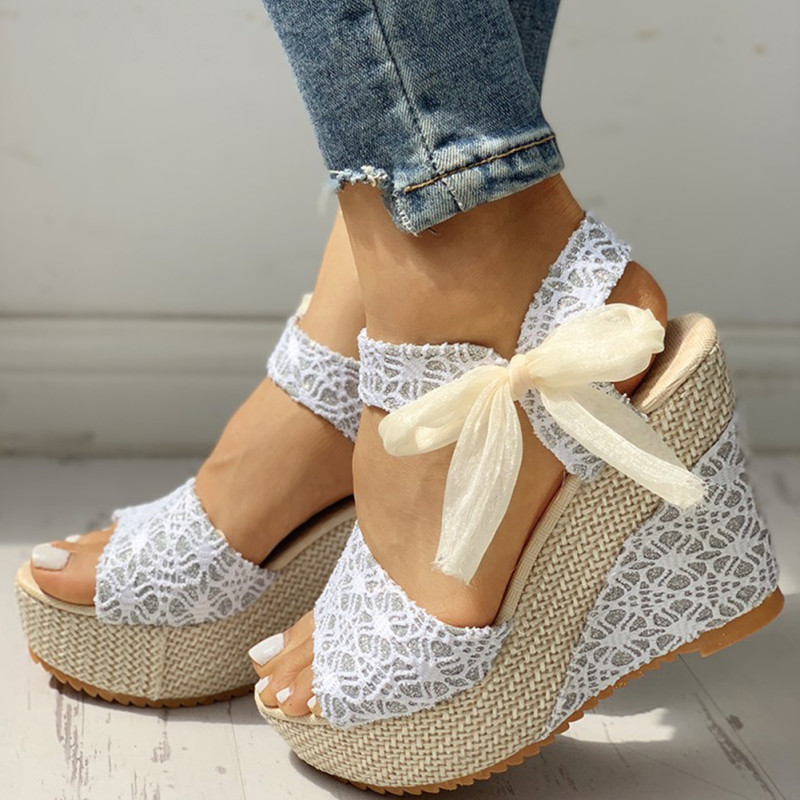 Lace Casual Wedge Party Platform High Heel Sandal