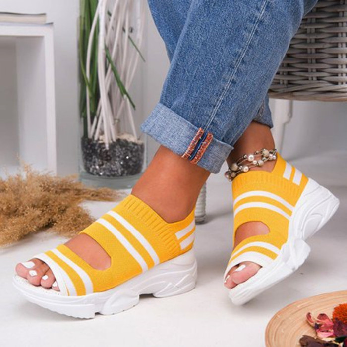 Women's Shoes High Heel Platform Knit Open Toe Casual Sandals