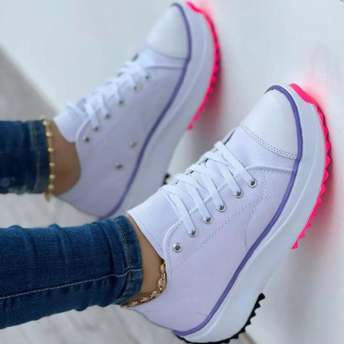 Trendy Low Top Platform Flat Canvas Oversized Sneakers