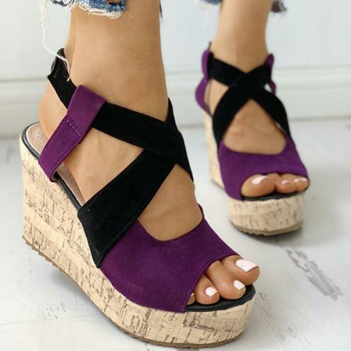 Casual Thick Sole Color Matching High Slope Elegant Casual Sandals