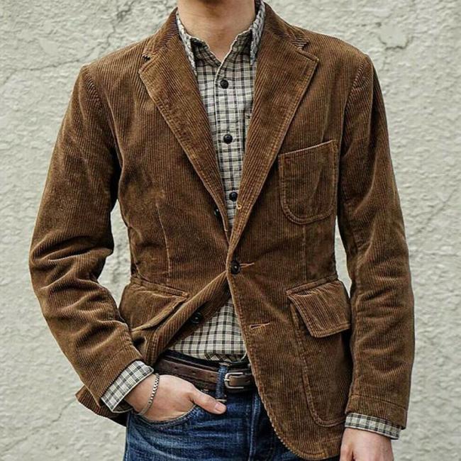 Men's Suit Fashionable Corduroy Long Sleeve Vintage Workwear Coats & Jackets