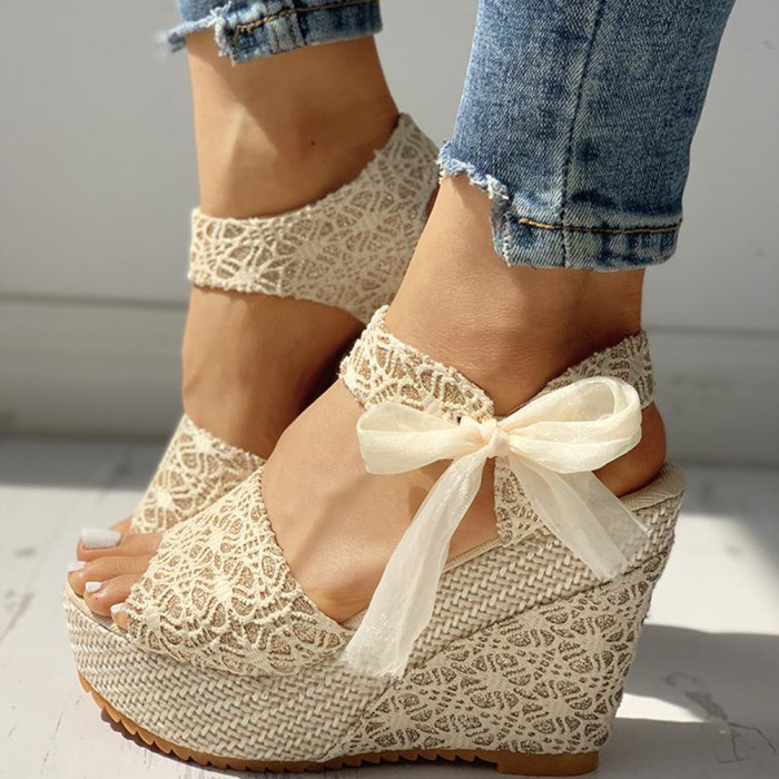 Lace Casual Wedge Party Platform High Heel Sandal