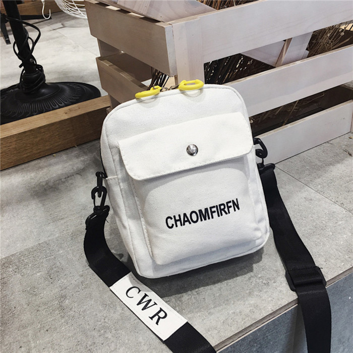 Fashion Solid Color Casual Outdoor Portable Zipper Shoulder Canvas Bags