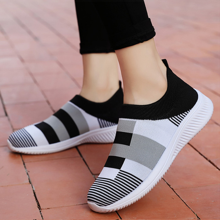 Women's Shoes Fashion Knit Flat Mixed Color Casual Sneakers